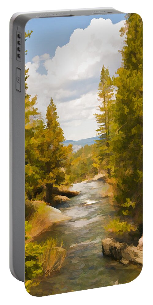 Frazier Creek Portable Battery Charger featuring the digital art Frazier Creek by Mick Burkey