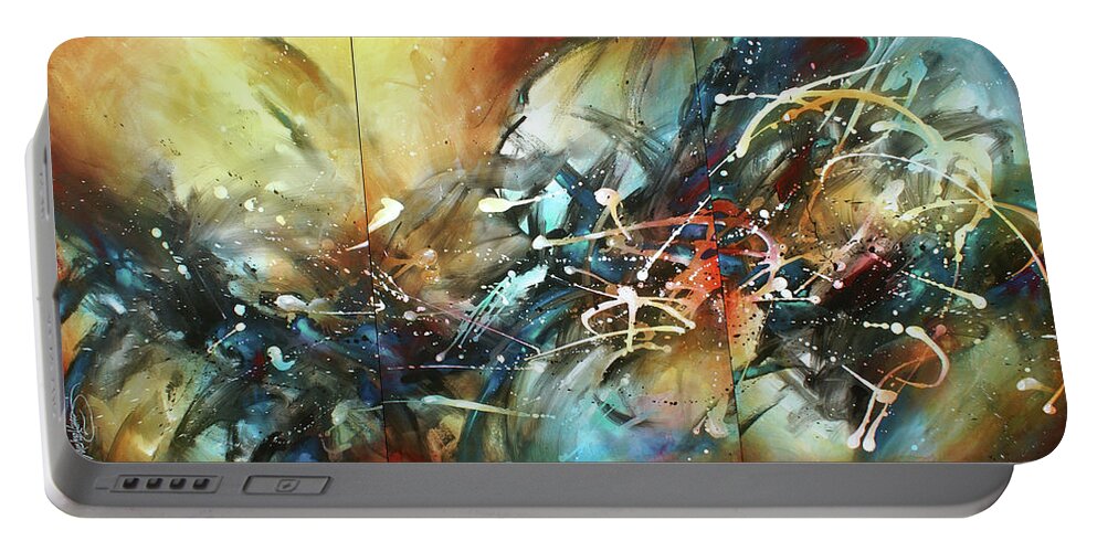 Abstract Portable Battery Charger featuring the painting Freedom of Movement by Michael Lang