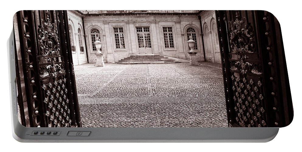 Courtyard Portable Battery Charger featuring the photograph French Courtyard 2c by Andrew Fare