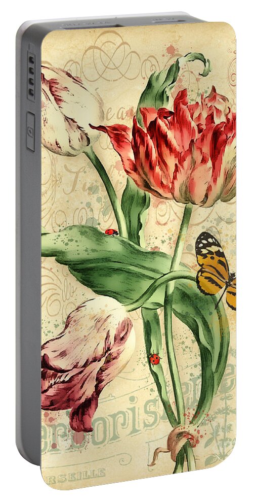  Washy Portable Battery Charger featuring the painting French Florals-JP3835 by Jean Plout