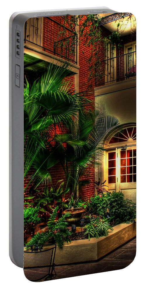 New Orleans Portable Battery Charger featuring the photograph French Quarter Courtyard by Greg and Chrystal Mimbs