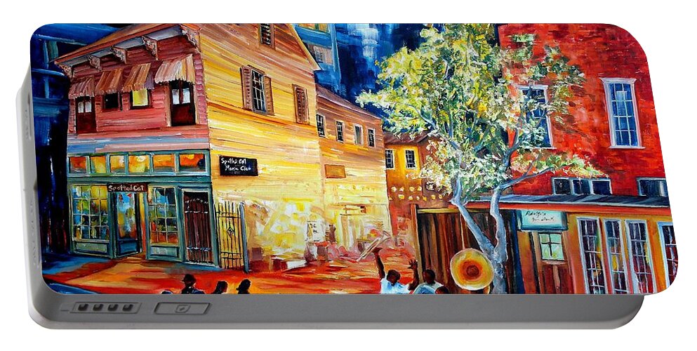 New Orleans Portable Battery Charger featuring the painting Frenchmen Street Funk by Diane Millsap