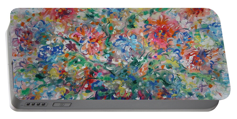 Flowers Portable Battery Charger featuring the painting Fresh Bouquet by Leonard Holland