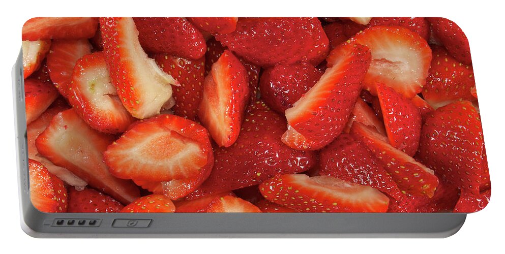 Fruit Portable Battery Charger featuring the photograph Fresh Cut Strawberries by Michael Peychich