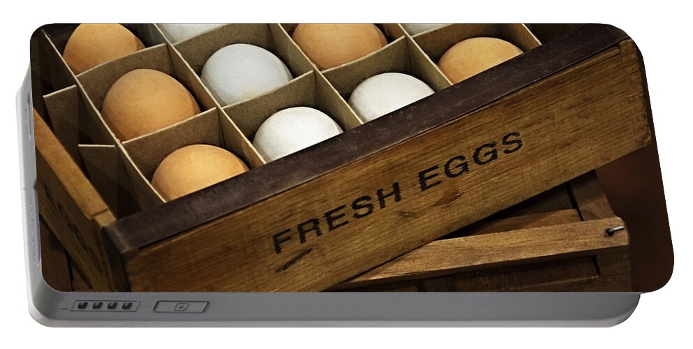 Fresh Portable Battery Charger featuring the photograph Fresh Eggs by Mitch Spence