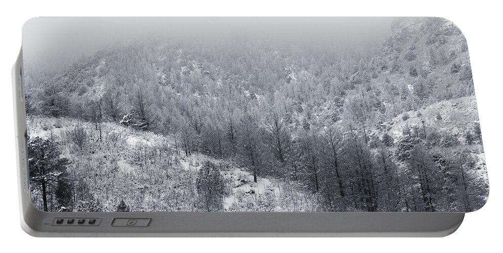 Snow Portable Battery Charger featuring the photograph Fresh Snow in Cheyenne Mountain Toned Color by Steven Krull