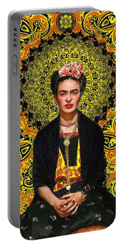 Frida Kahlo De Rivera Portable Battery Charger featuring the painting Frida Kahlo 3 by Tony Rubino