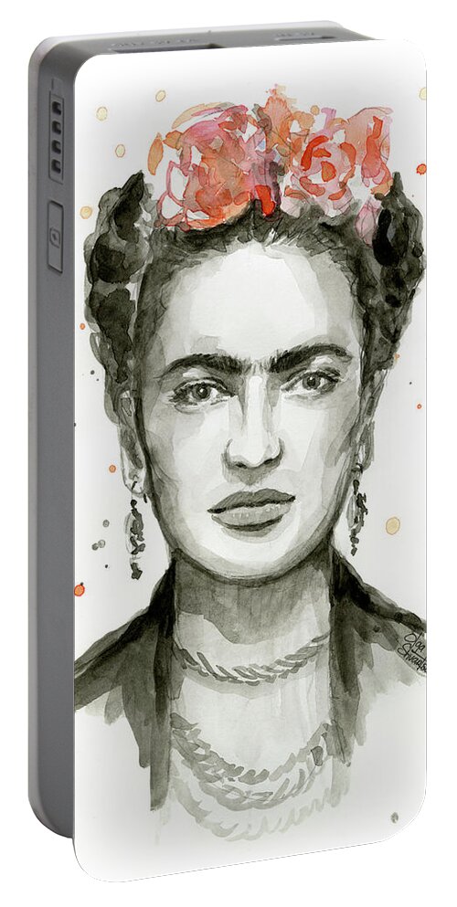 Frida Kahlo Portable Battery Charger featuring the painting Frida Kahlo Portrait by Olga Shvartsur