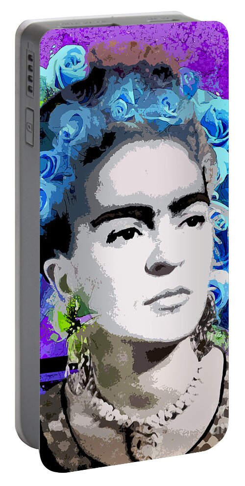 Frida Kahlo Portable Battery Charger featuring the painting Frida Kahlo by Saundra Myles