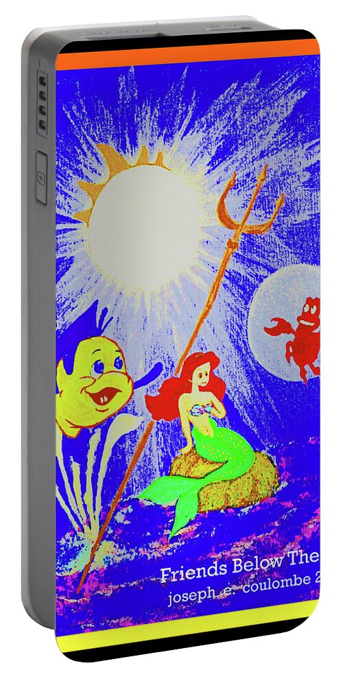 Little Mermaids Portable Battery Charger featuring the digital art Friends Below The Sea by Joseph Coulombe