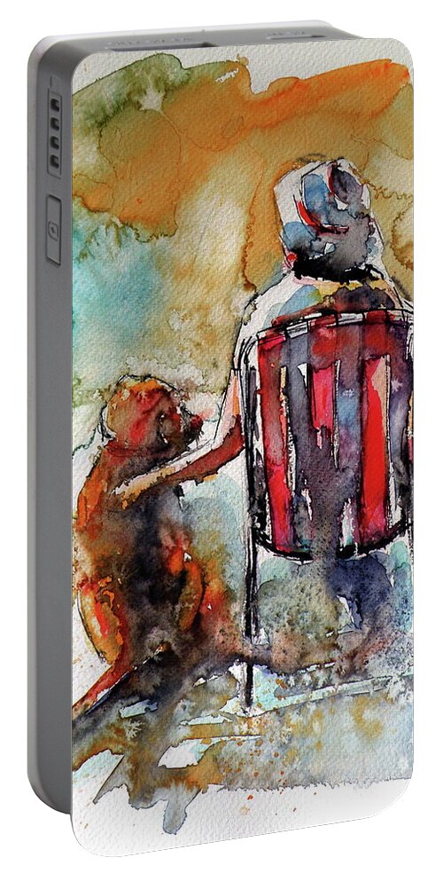Friends Portable Battery Charger featuring the painting Friends forever by Kovacs Anna Brigitta