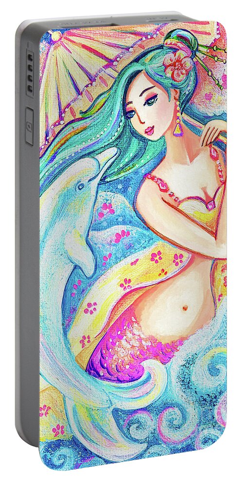 Girl And Sea Portable Battery Charger featuring the painting Friends of the East Sea by Eva Campbell