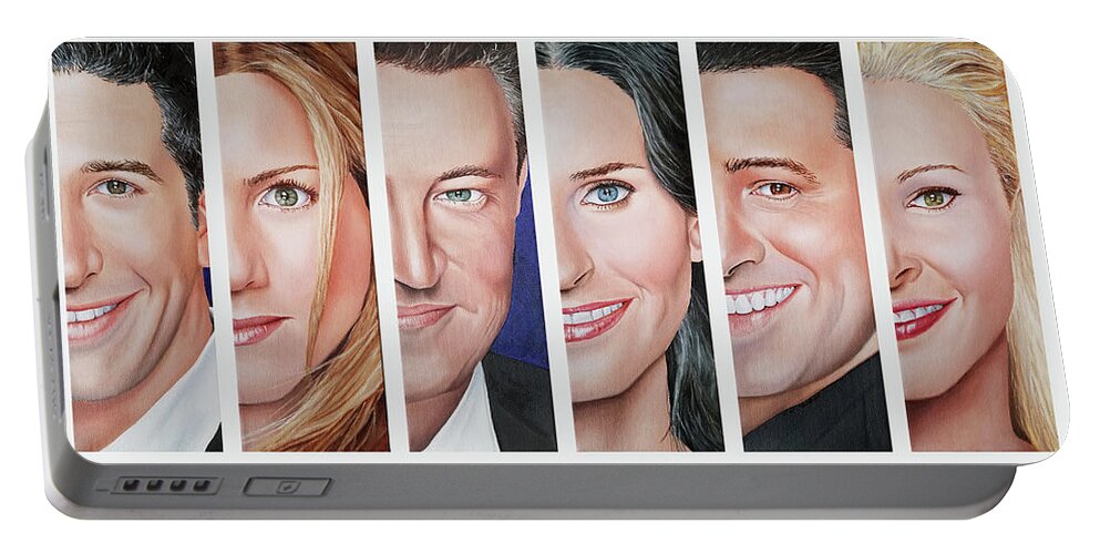 Friends Tv Show Portable Battery Charger featuring the painting Friends Set One by Vic Ritchey
