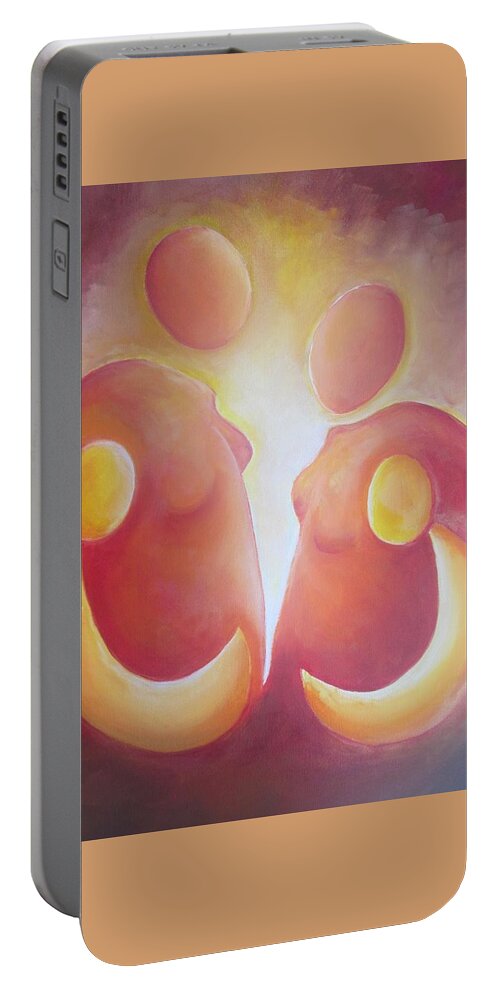 Warm Portable Battery Charger featuring the painting Friendship Glow by Jennifer Hannigan-Green