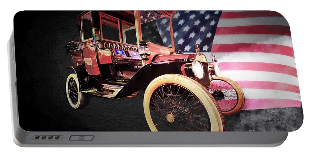 Antique Auto Portable Battery Charger featuring the digital art From Past to Present by Georgianne Giese