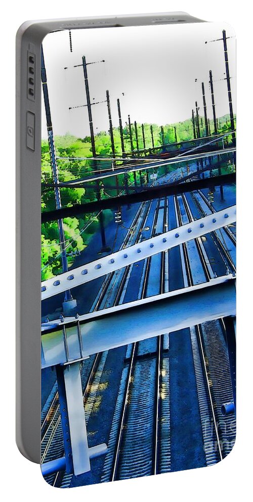 Rails Portable Battery Charger featuring the photograph From The Other Side Of The Tracks by Robyn King