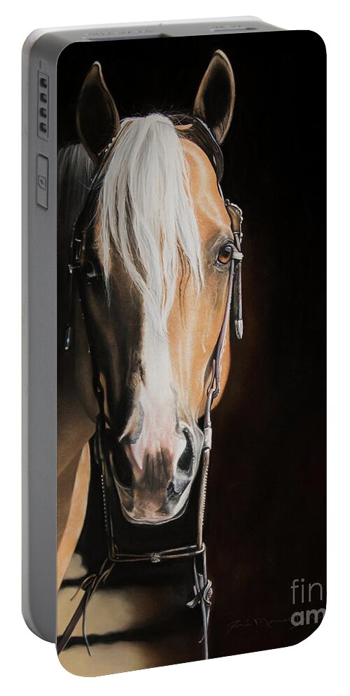 Palomino Portable Battery Charger featuring the pastel From the Shadows by Joni Beinborn