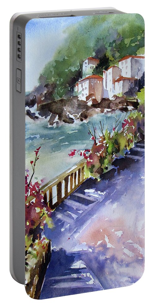 Europe Scene Portable Battery Charger featuring the painting From The Walkway by Rae Andrews