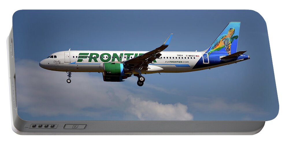 Frontier Portable Battery Charger featuring the photograph Frontier Airbus A320-251N by Smart Aviation