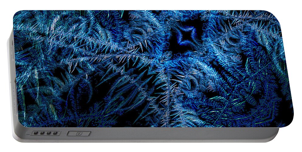 Frost Portable Battery Charger featuring the photograph Frost Abstract on Black by Rikk Flohr