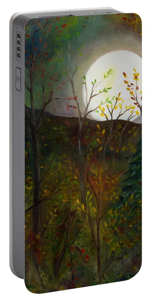 Autumn Portable Battery Charger featuring the painting Frost Moon by FT McKinstry