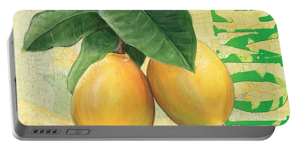 #faatoppicks Portable Battery Charger featuring the painting Froyo Lemon by Debbie DeWitt