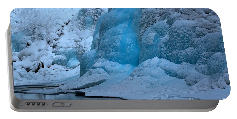 Johnston Canyon Portable Battery Charger featuring the photograph Frozen Blue Paradise by Adam Jewell