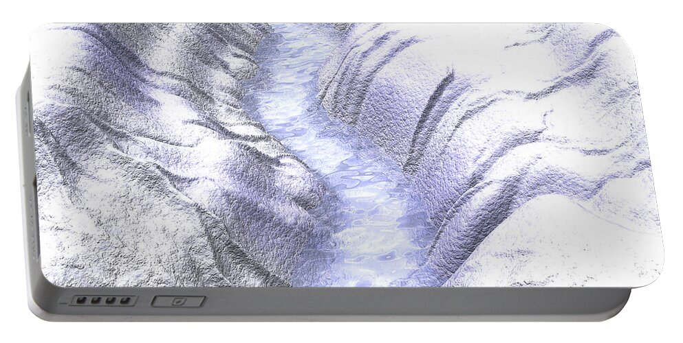 River Portable Battery Charger featuring the digital art Frozen Ice River by Phil Perkins