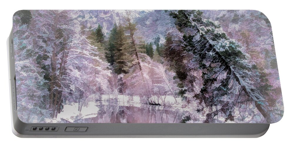 Landscape Portable Battery Charger featuring the photograph Frozen in Pink by Susan Eileen Evans