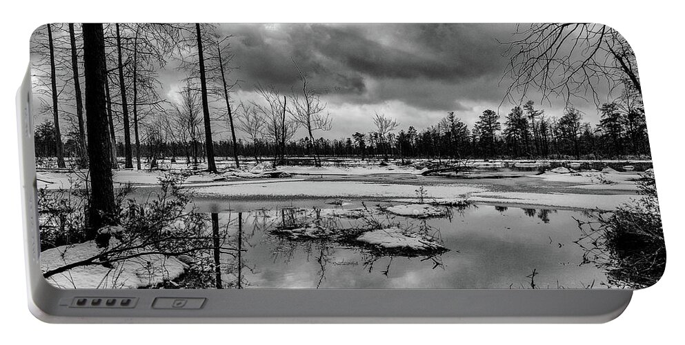 Landscape Portable Battery Charger featuring the photograph Frozen Mullica River by Louis Dallara