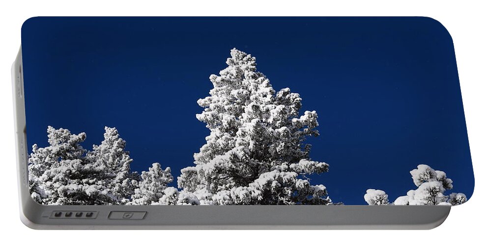 Blue Portable Battery Charger featuring the photograph Frozen Tranquility Ute Pass COS CO by Margarethe Binkley