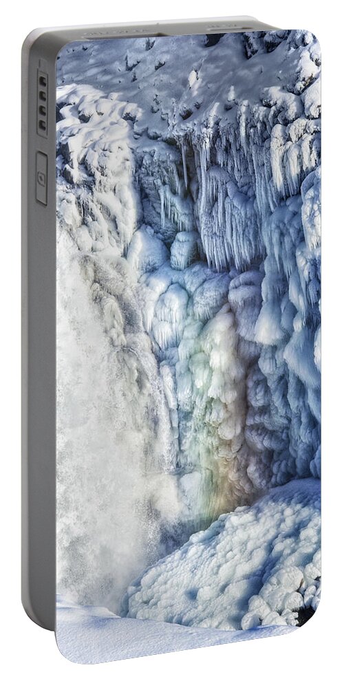 Waterfall Portable Battery Charger featuring the photograph Frozen waterfall Gullfoss Iceland by Matthias Hauser