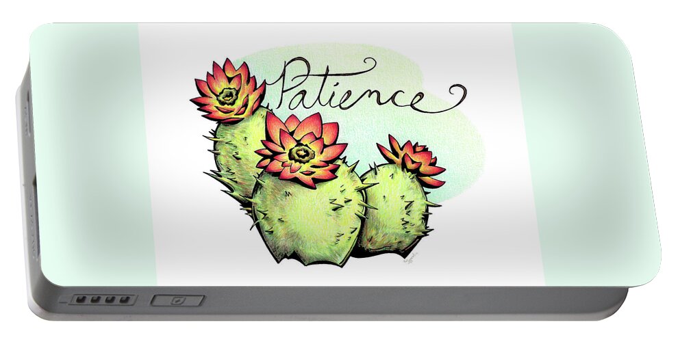Nature Portable Battery Charger featuring the drawing Inspirational Flower CACTUS by Sipporah Art and Illustration