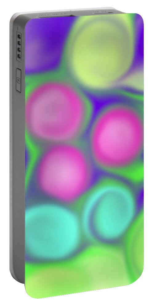 Swirls Portable Battery Charger featuring the painting Fruity Colours Abstract by Barefoot Bodeez Art