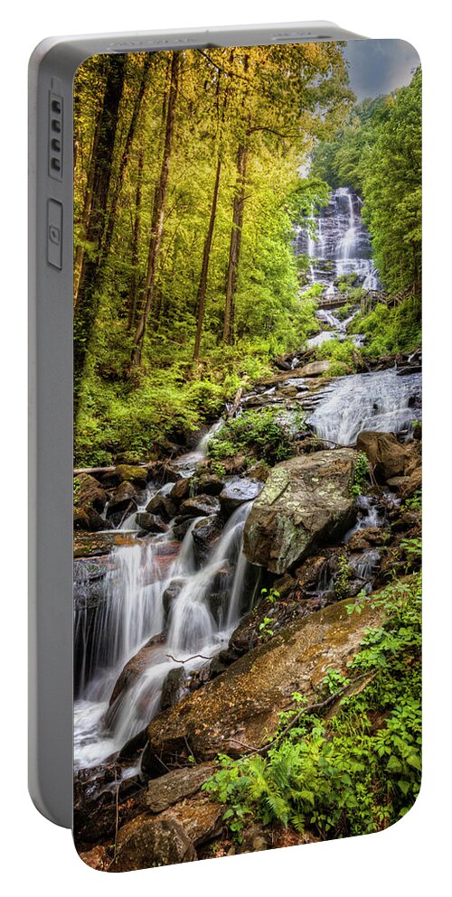 Appalachia Portable Battery Charger featuring the photograph Full Beauty Amicalola Falls by Debra and Dave Vanderlaan