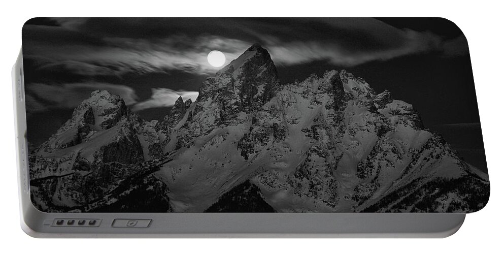 Full Moon Over The Cathedral Group Portable Battery Charger featuring the photograph Full Moon Over the Cathedral Group by Raymond Salani III