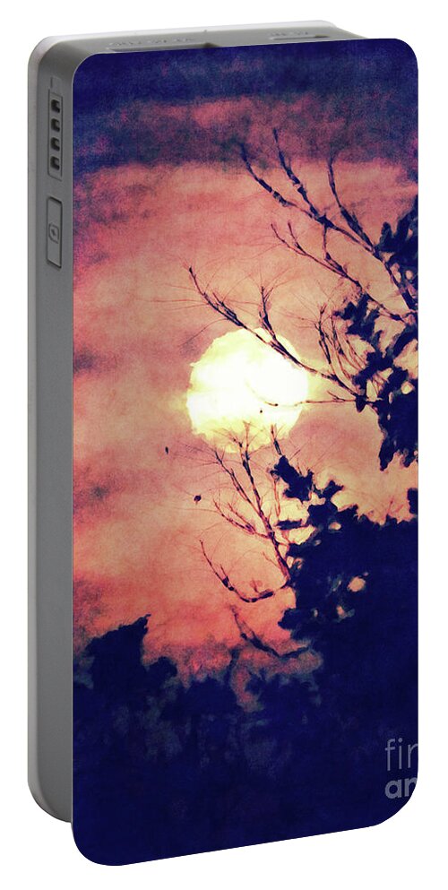 Moon Portable Battery Charger featuring the digital art Full Moon Silhouette by Phil Perkins