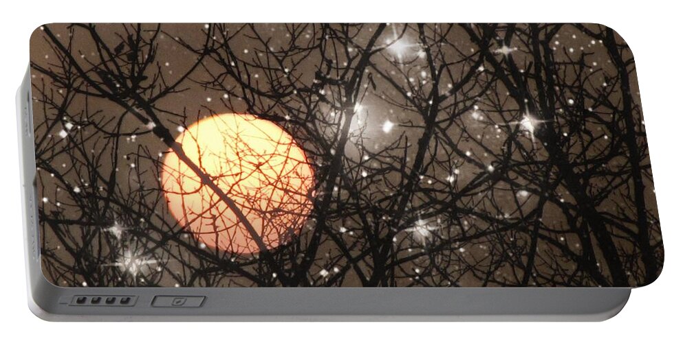 Full Moon Portable Battery Charger featuring the photograph Full Moon Starry Night by Marianna Mills