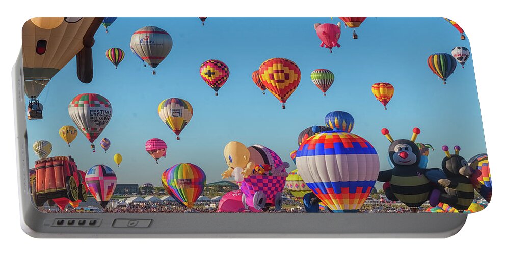 Albuquerque New Mexico Portable Battery Charger featuring the photograph Funky Balloons by Tom Singleton