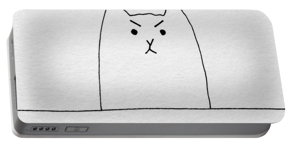 Funny Portable Battery Charger featuring the drawing Funny cute slogan doodle cat by Debbie Criswell