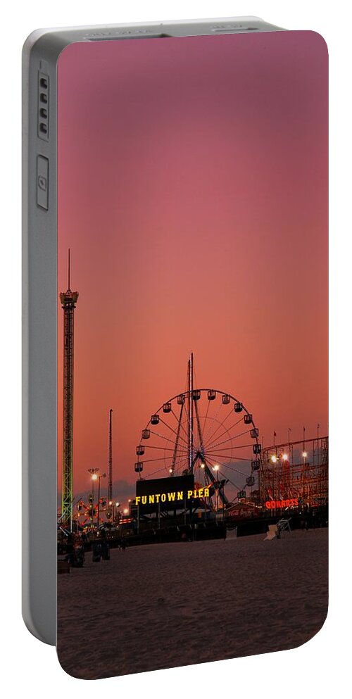 Amusement Parks Portable Battery Charger featuring the photograph Funtown Pier At Sunset II - Jersey Shore by Angie Tirado