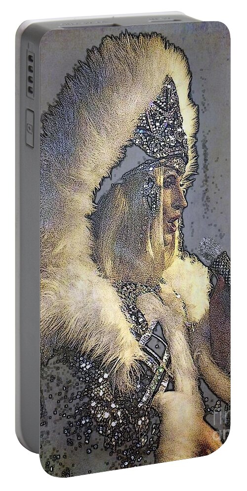 Night Club Portable Battery Charger featuring the photograph Fur And Spangles by Jodie Marie Anne Richardson Traugott     aka jm-ART