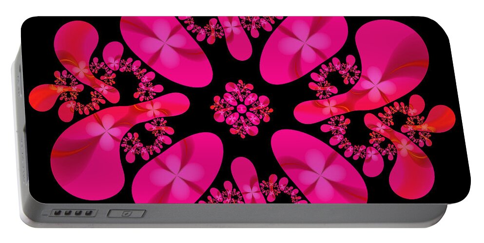 Abstract Portable Battery Charger featuring the digital art Fuschia Frenzy by Michele A Loftus
