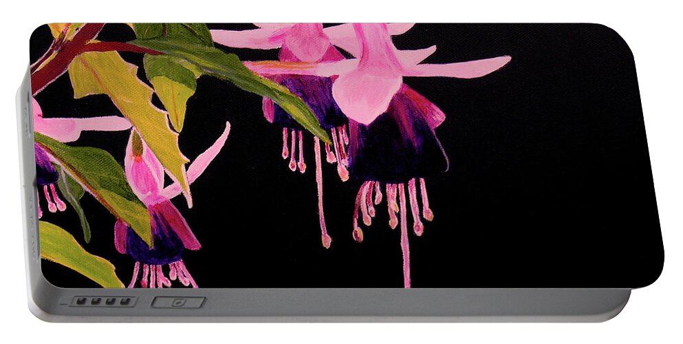Fuschia Portable Battery Charger featuring the painting Fuschia by Susan Duda