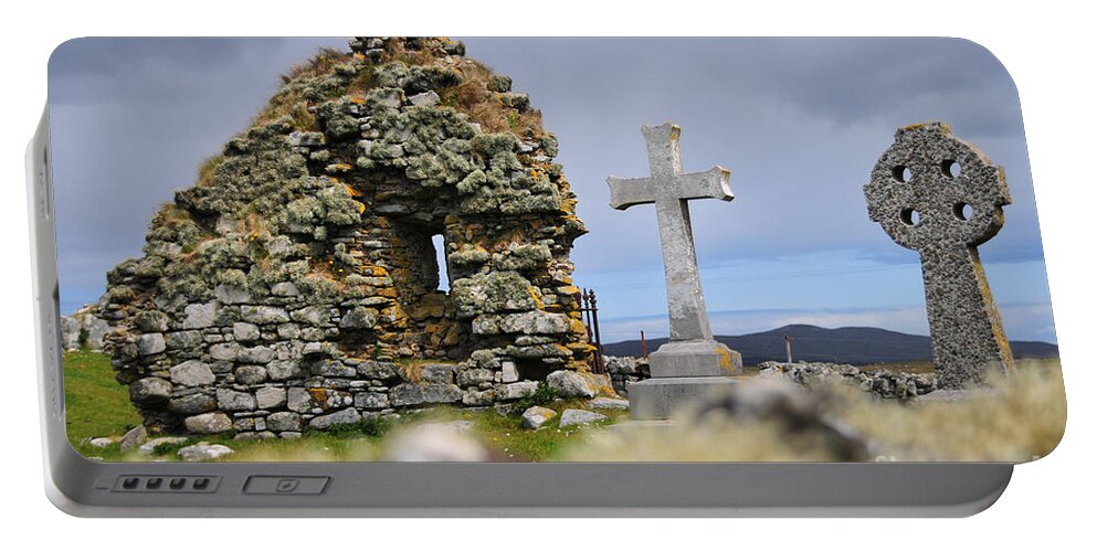 South Uist Portable Battery Charger featuring the photograph Gaelic Headstone by Smart Aviation