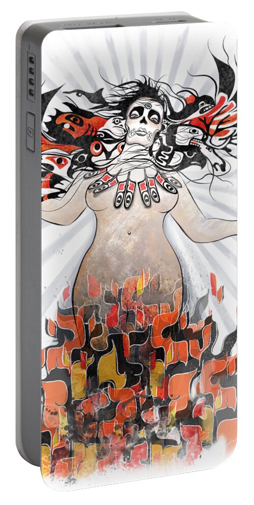 Gaia Portable Battery Charger featuring the painting Gaia in Turmoil by Sassan Filsoof