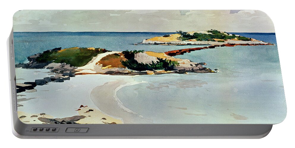 Winslow Homer Portable Battery Charger featuring the drawing Gallows Island by Winslow Homer