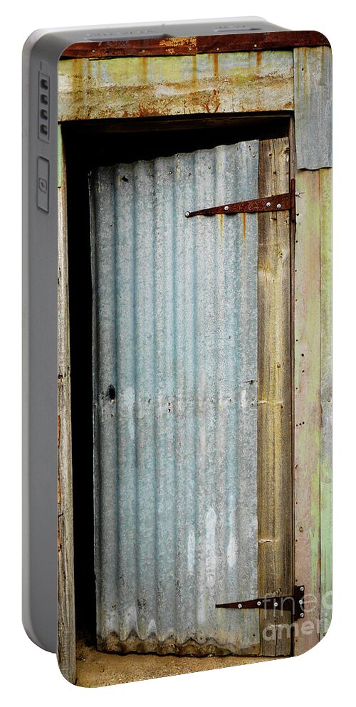 Doors Of The World Series By Lexa Harpell Portable Battery Charger featuring the photograph A Hot Tin Door by Lexa Harpell