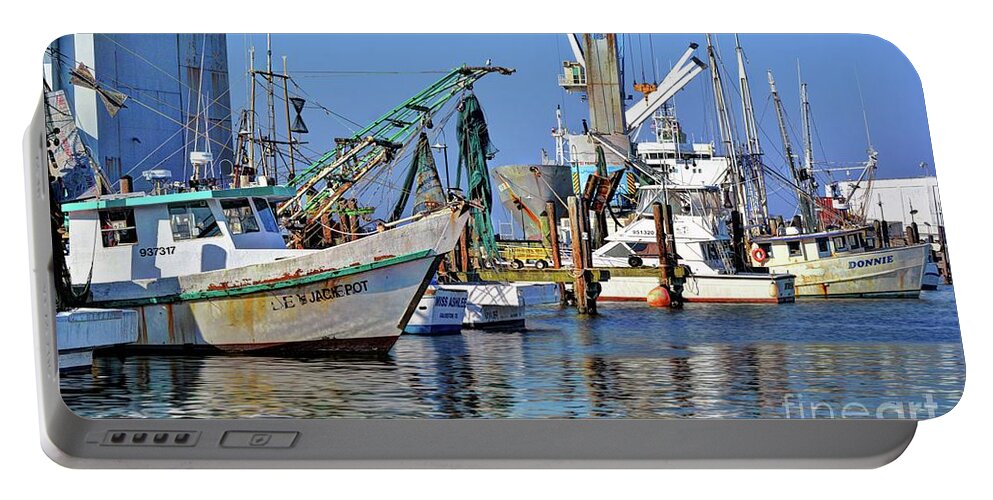 Fishing Portable Battery Charger featuring the photograph Galveston Fishing Boats by Savannah Gibbs