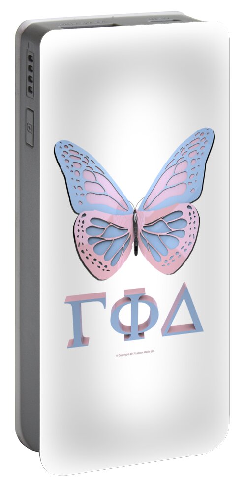 Gamma Phi Delta Portable Battery Charger featuring the digital art Gamma Butterfly Wings 3D by William Ladson